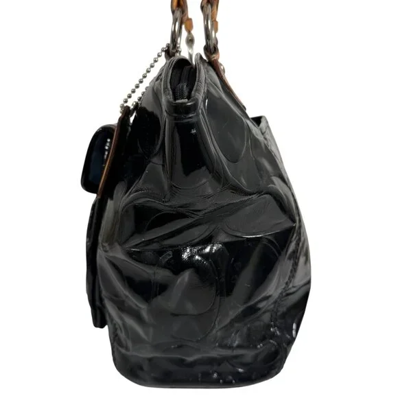 Coach Signature Leah Embossed Patent Leather Shoulder Tote Bag F14663 + Hang Tag - Picture 2 of 16